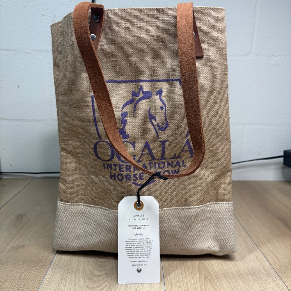Apolis Global Citizen Ocala International Horse Show Jute Market Bag NWT 16x12"